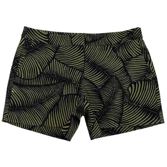 Ann Taylor Pants - Ann Taylor Devin City Shorts Womens Size 8 Green Black Palm Leaf Print Tailored